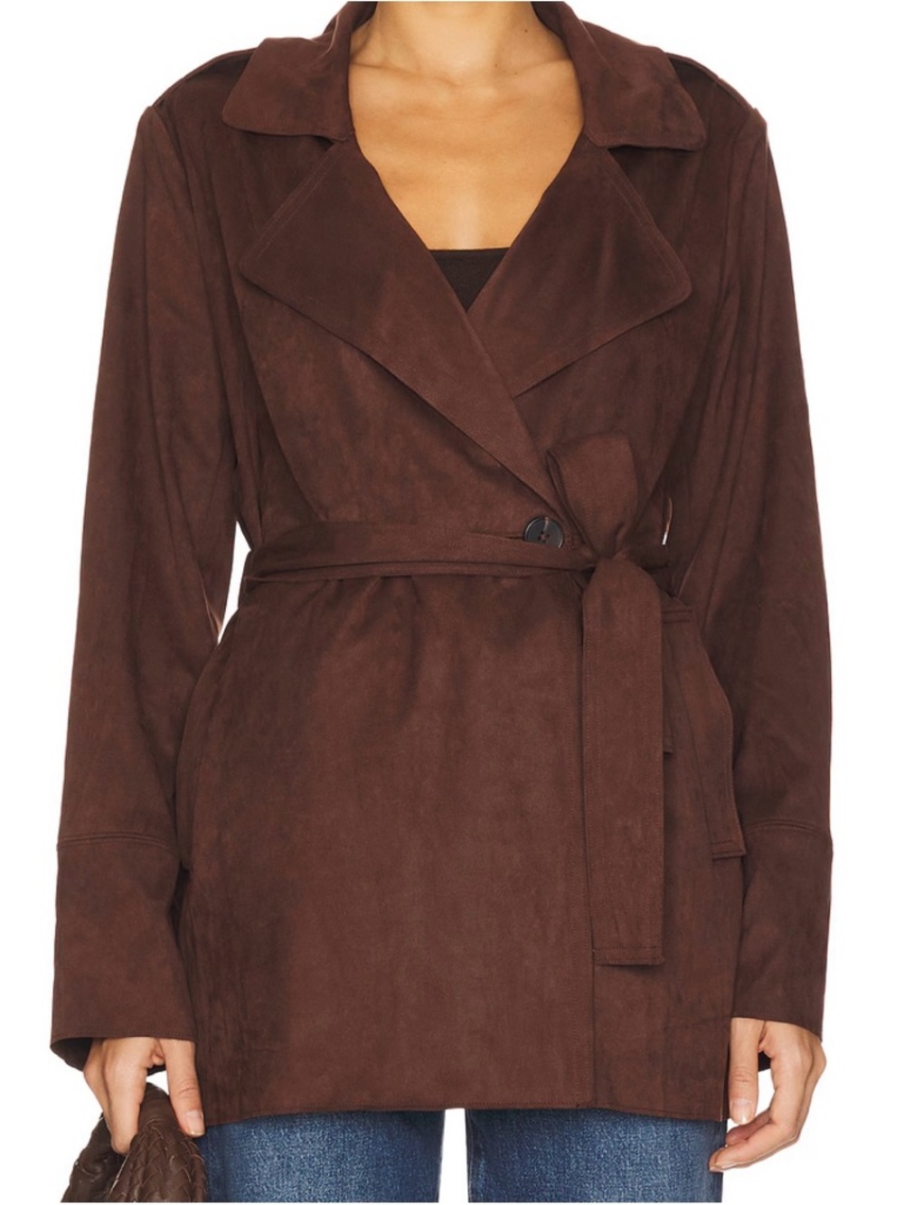 Oversized Anthropologie Espresso Brown Suede-Look Blazer - Picture 6 of 12